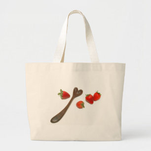 Bolsa Tote Grande Colher do coração da noz com morangos