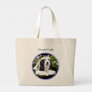Bolsa Tote Grande Collie Beardie Black Pintura Negra Pintura De Cach