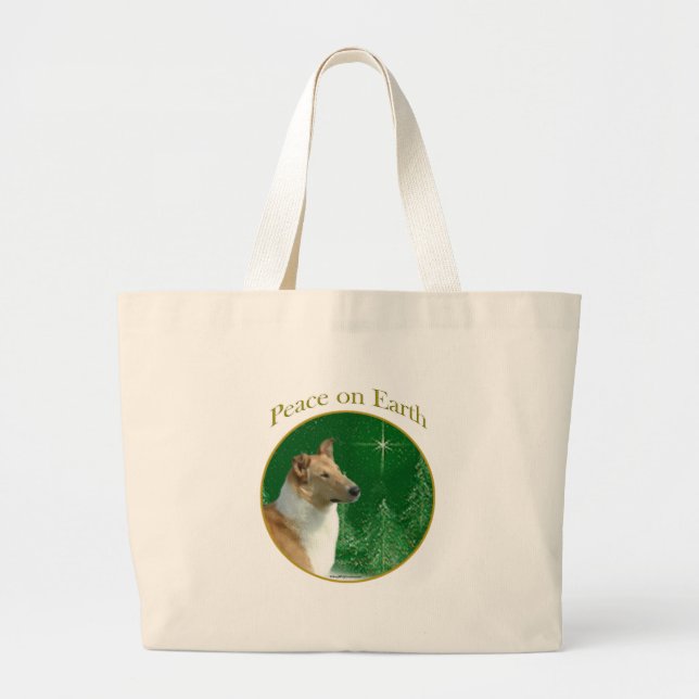 Bolsa Tote Grande Collie Peace na Terra (Frente)