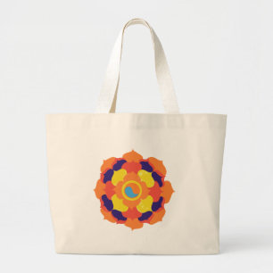 Bolsa Tote Grande Colorida Lotus Flower Yin & Yang Mandala