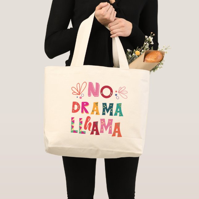 Bolsa Tote Grande Colorido nenhum lama do drama (Frente (produto))