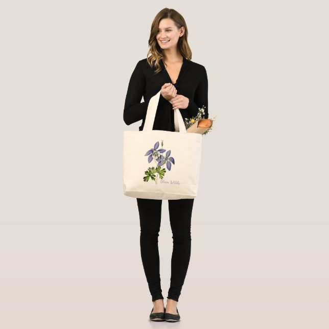 Bolsa Tote Grande Columbine Watercolor Design (Frente (modelo))