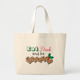 Bolsa Tote Grande Coma, beba e seja feliz Natal