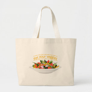 Bolsa Tote Grande Coma seus vegetais Cite salada fresca misturar tig