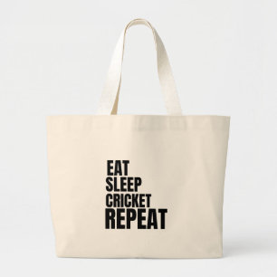 Bolsa Tote Grande comer críquete de dormir repetir