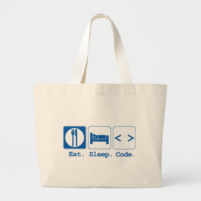 Bolsa Tote Grande comer dormir codificar (html) (Frente)
