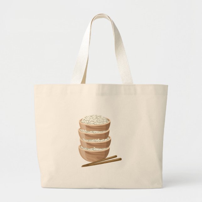 Bolsa Tote Grande Comida brilhante arroz adequado (Frente)