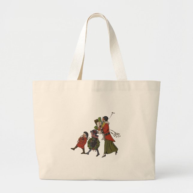Bolsa Tote Grande Compras de Natal ao Estilo Antigo: Diversão para a (Frente)