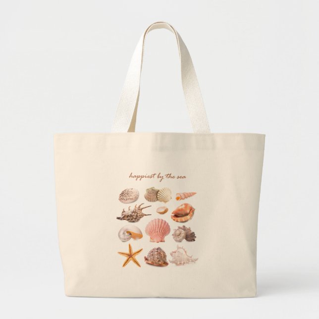 Bolsa Tote Grande Conchas Costeiras Estética (Frente)
