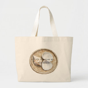 Bolsa Tote Grande Conchas de Praia Coração