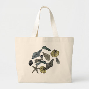 Bolsa Tote Grande Conchas tropicais na praia