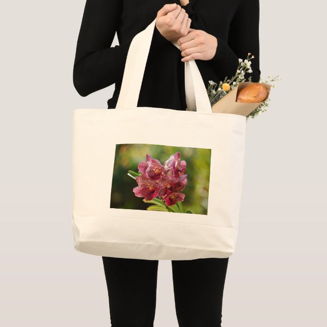 Bolsa Tote Grande Conjunto tropical da orquídea de Vanda (Frente (produto))