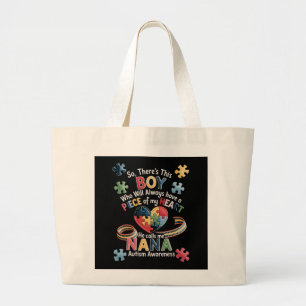Bolsa Tote Grande Conscientização do Autismo Presente de Nana Puzzle