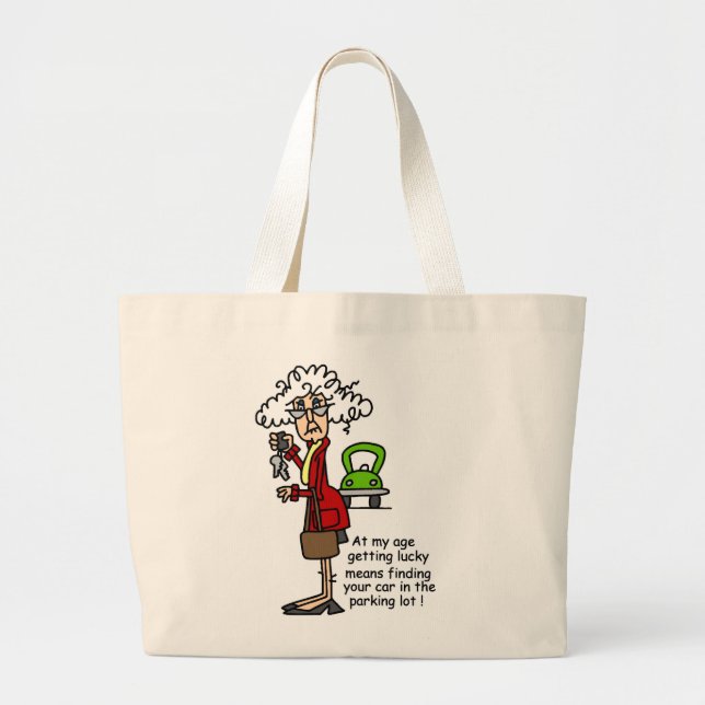 Bolsa Tote Grande Conseguir Humor Sortudo (Frente)