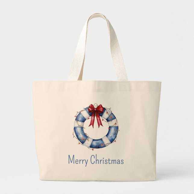 Bolsa Tote Grande Conservador de Natal Náutico com Arco (Frente)