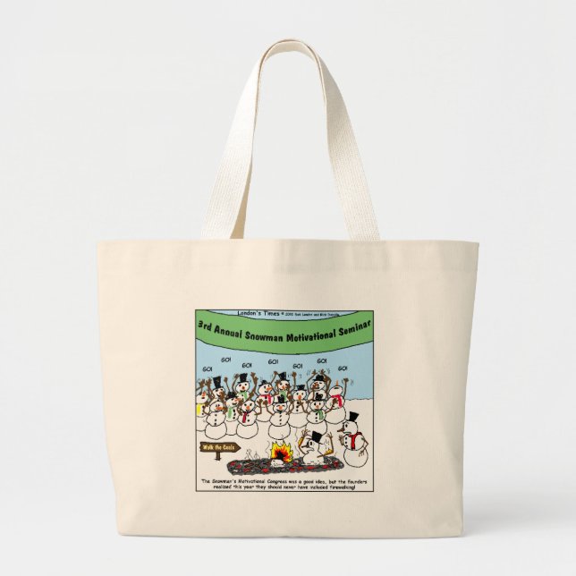 Bolsa Tote Grande Convenção de Boneco de Neve Presentes e Camisetas  (Frente)