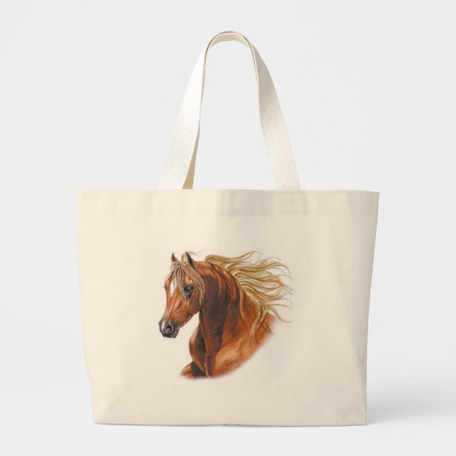 Bolsa Tote Grande Convites e cartões personalizados do cavalo (Frente)