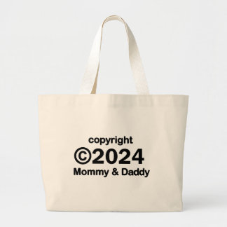 Bolsa Tote Grande Copyright 2020 Mamãe e barra de ferramentas do Pai