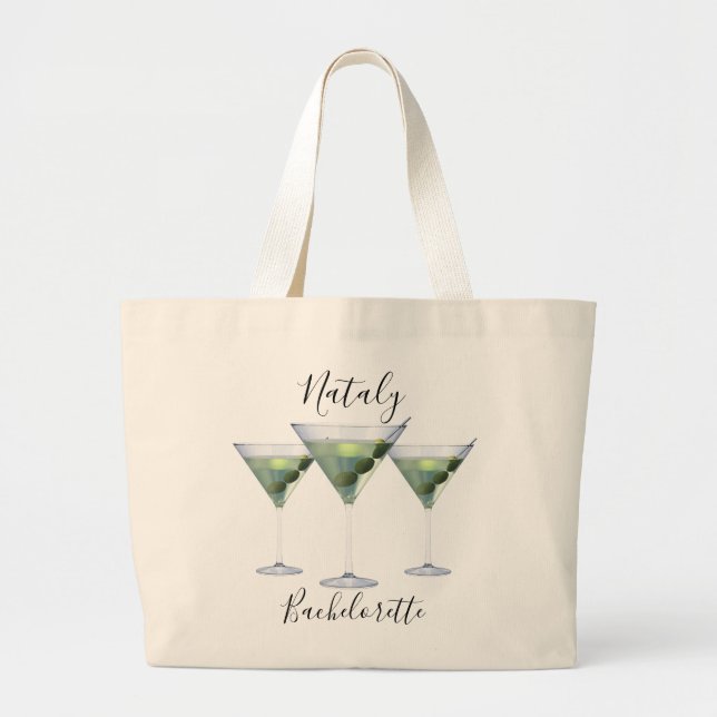 Bolsa Tote Grande Coquetéis de martini para despedida de solteira (Frente)
