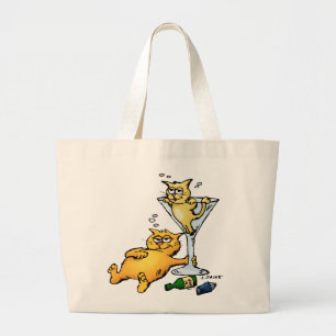 Bolsa Tote Grande Coquetéis e Gatinhos Cartoon Bag