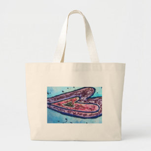 Bolsa Tote Grande Cor Azul Cor-de-rosa - Brilho Corações Personali