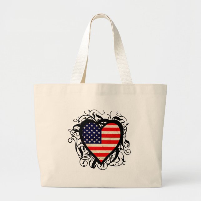 Bolsa Tote Grande Coração americano (Frente)