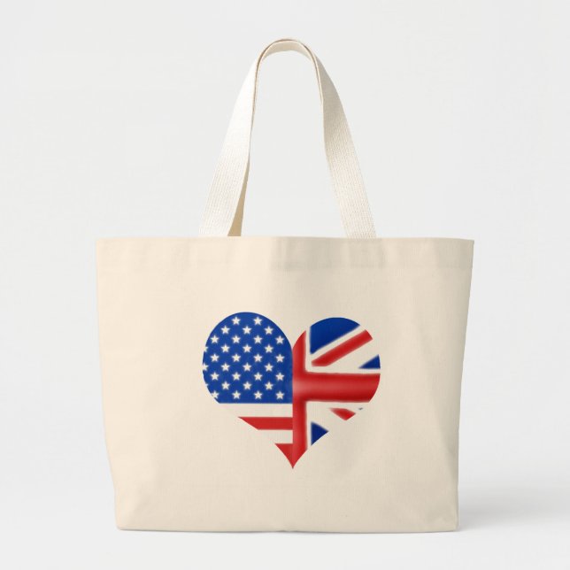 Bolsa Tote Grande Coração americano britânico (Frente)