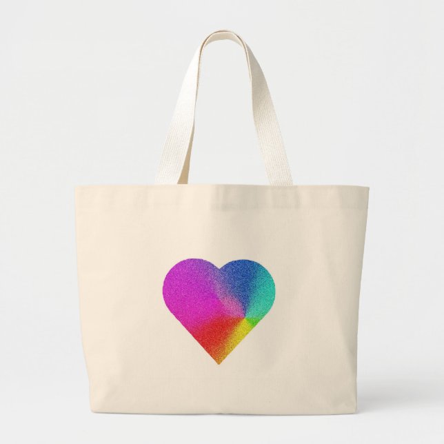 Bolsa Tote Grande Coração Arco-íris (Frente)