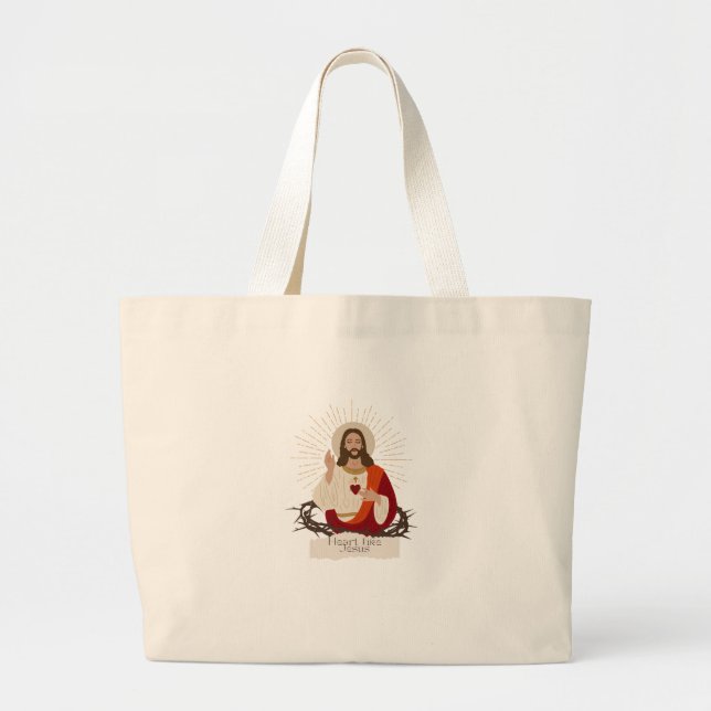 Bolsa Tote Grande Coração como Jesus  (Frente)