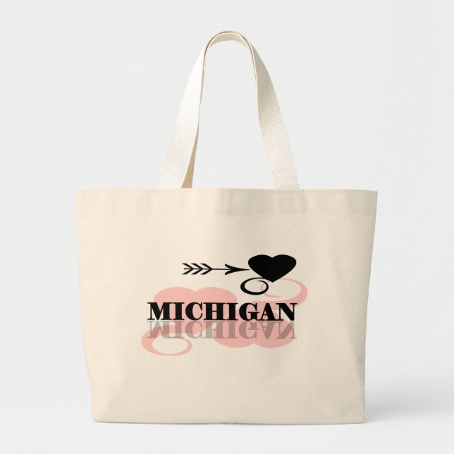 Bolsa Tote Grande Coração cor-de-rosa Michigan (Frente)