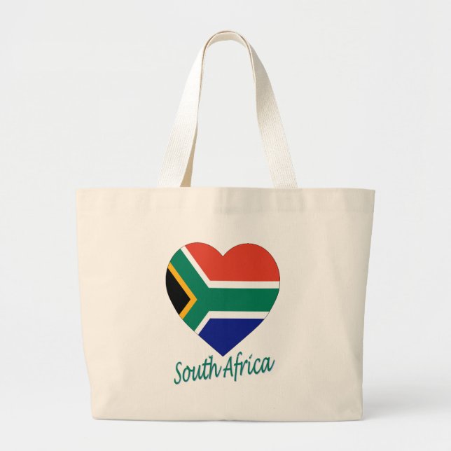 Bolsa Tote Grande Coração da bandeira de África do Sul (Frente)