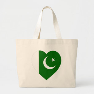 Bolsa Tote Grande Coração da bandeira de Paquistão