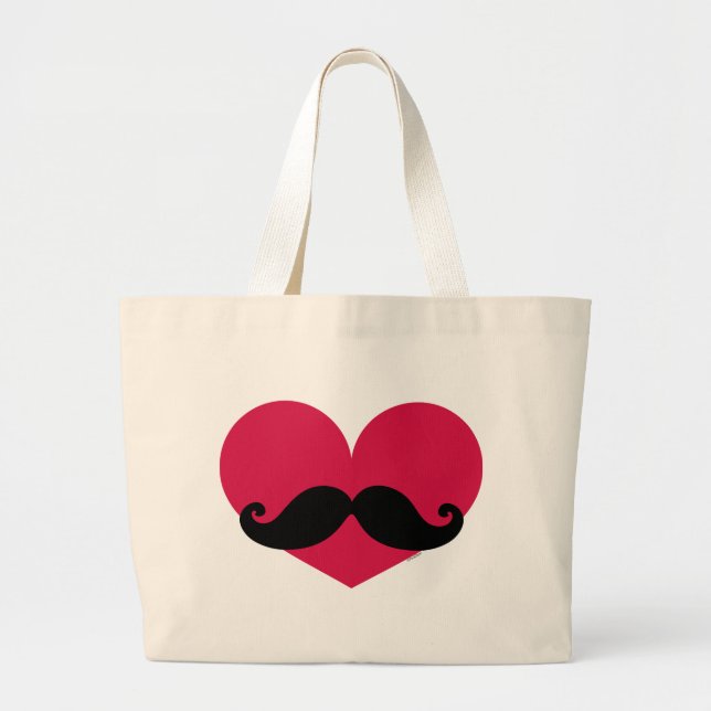 Bolsa Tote Grande Coração do bigode (Frente)