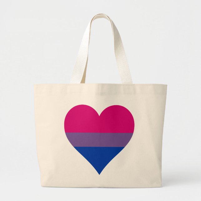 Bolsa Tote Grande Coração do orgulho da Bissexualidade Tote Bag (Frente)