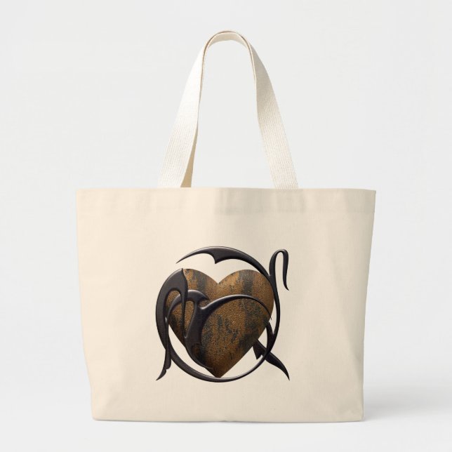 Bolsa Tote Grande Coração prendido (Frente)