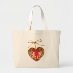 Bolsa Tote Grande Coração Red Damask