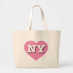 Bolsa Tote Grande Coração Rosa Sólido de Nova Iorque - Grande Amo