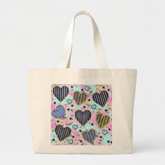 Bolsa Tote Grande Corações bonitinhos e brilhantes desenho colorido