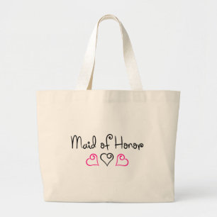 Bolsa Tote Grande Corações cor-de-rosa e pretos da madrinha de