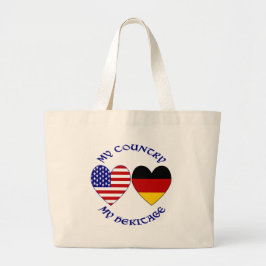 Bolsa Tote Grande Corações da Bandeira dos EUA Alemães Patrimônio do