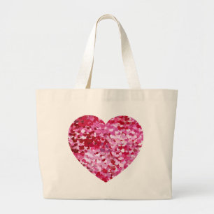 Bolsa Tote Grande Corações de Confetti Rosa