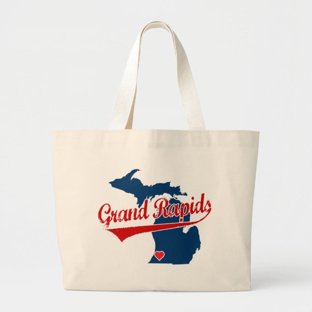 Bolsa Tote Grande Corações Grand Rapids Michigan (Frente)