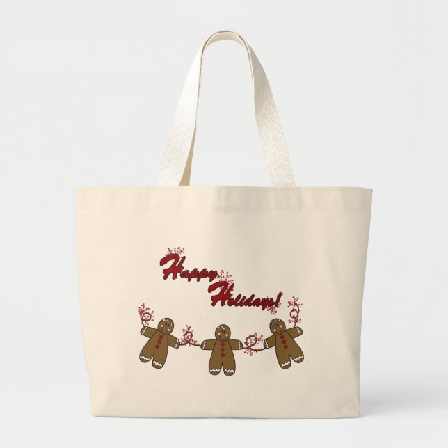 Bolsa Tote Grande Corda de Gingerbreadmen (Frente)