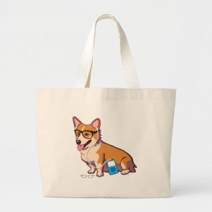 Bolsa Tote Grande Corgi do hipster (sem texto)