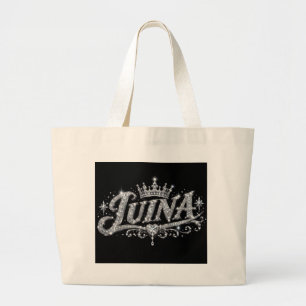 Bolsa Tote Grande Coroa de Diamante de Luxo LUINA com Nome Personali