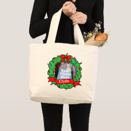 Bolsa Tote Grande Coroa de Fotos de Pássaros de Natal