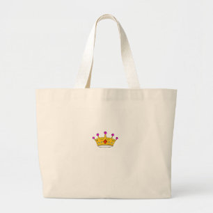 Bolsa Tote Grande Coroa de princesa, coroa de príncipe, tema de coro