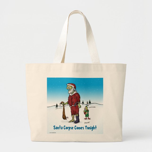 Bolsa Tote Grande Corpo de Papai Noel Zumbi de Desenho Animado Diver (Frente)