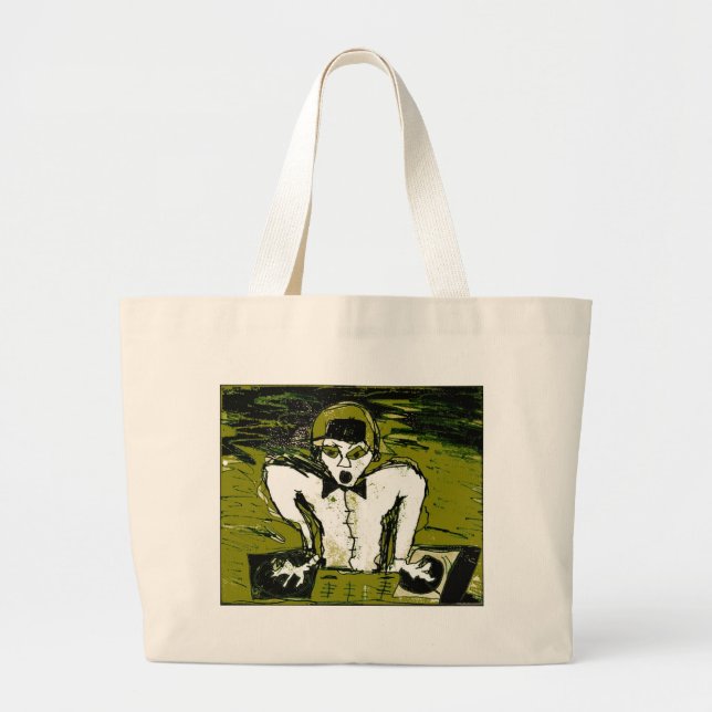 Bolsa Tote Grande corte desenho dj grafite (Frente)