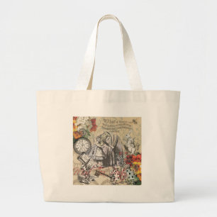 Bolsa Tote Grande Cortina Clássica das Aventuras de Alice no País da